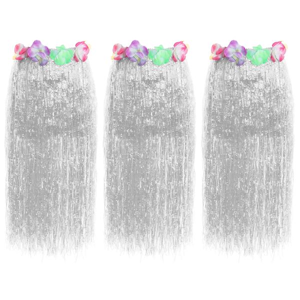 White 80cm Hula Skirt - White Skirt and White Hawaiian Lei Flowers - Perfect for Summer Hawaiian Party Fancy Dress and Other Fancy Dress Events