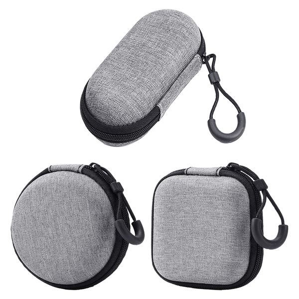 3 Portable Hard Shell Gray Headphone Case over Ear, Perfect for Storing Earbuds, Cables, Keys, Memory Cards and Small Items,Headphone Storage Box