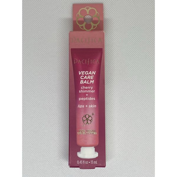 Pacifica Vegan Care Balm Cherry Shimmer + Peptides, Lip + Skin 0.43oz/13ml