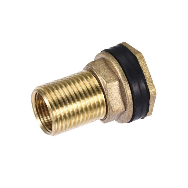 uxcell Bulkhead Fitting BSPT3/8 Female G1/2 Male Tube Adapter Pipe Fitting with Silicone Gasket for Water Tank, Brass