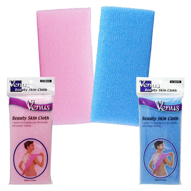 Venus Beauty Bath Shower Exfoliating Towel Cloth Nylon Mesh Korean Loofah Scrub Washcloth Back Scrubber, Assorted Colors (8 Pack)