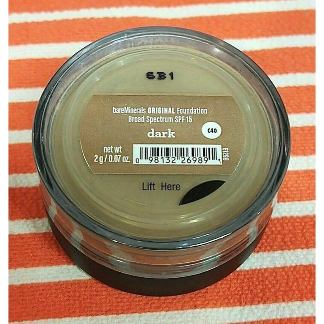 Bare Escentuals bareMinerals ORIGINAL SPF15 Foundation 2g .07z DARK C40 Tan Deep