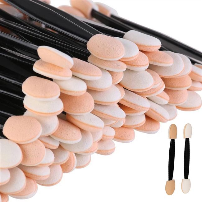 50PCS Eye Shadow Brush Sponge Applicator Disposable Double Head Eyeshadow Oval Makeup Brushes for Eyeliner Face Arts Crafts Beauty Tool