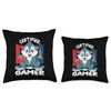 Rabbit with Gamer Headset Gaming Rabbit Certified Gamer Throw Pillow