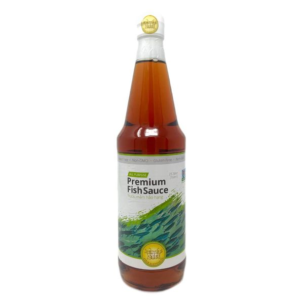 Four Elephants Premium Glass Bottle with "Extra Virgin" Fish Sauce 25 Ounce Certified Non-GMO and Gluten Free (1 Pack)