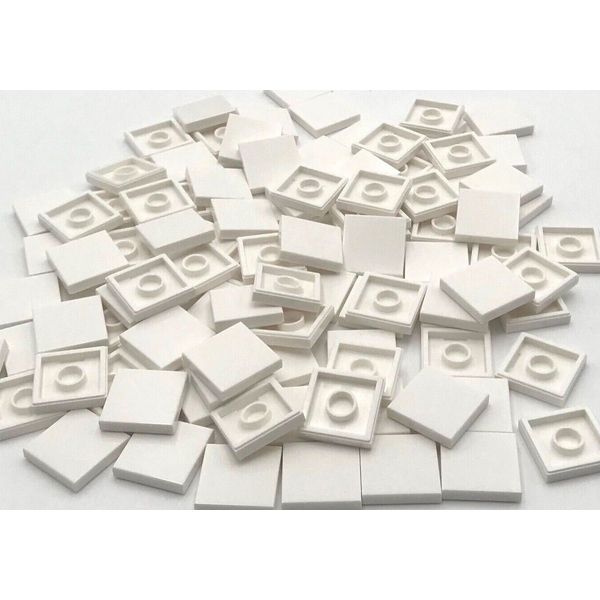 Lego 100 New White Tiles 2 x 2 Flat Smooth Pieces