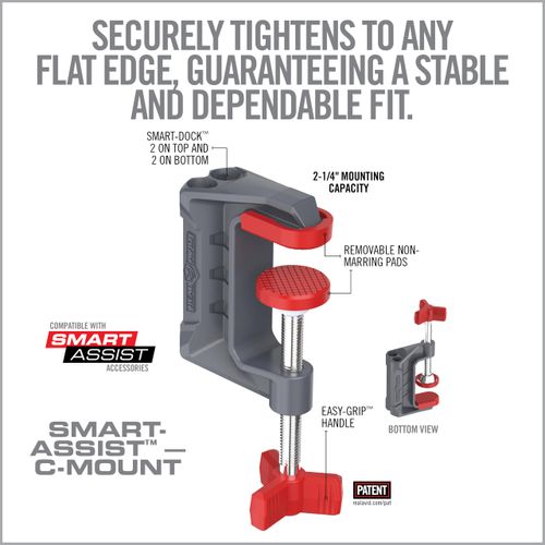 Real Avid Smart-Assist C-Mount, Clamp-Down Mount Compatible with Smart-Assist Accessory System - Features Reversible Mounting and 4 Smart Docks