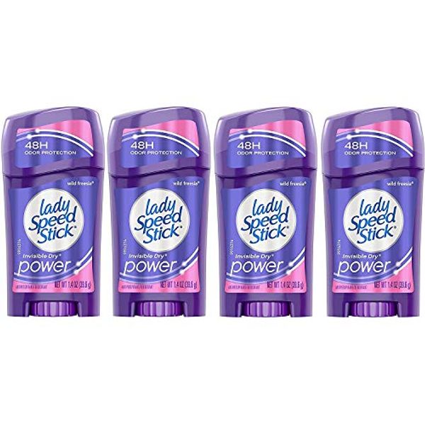 Lady Speed Stick Invisible Dry Antiperspirant & Deodorant, Wild Freesia, 1.4 Ounce (Pack of 4)