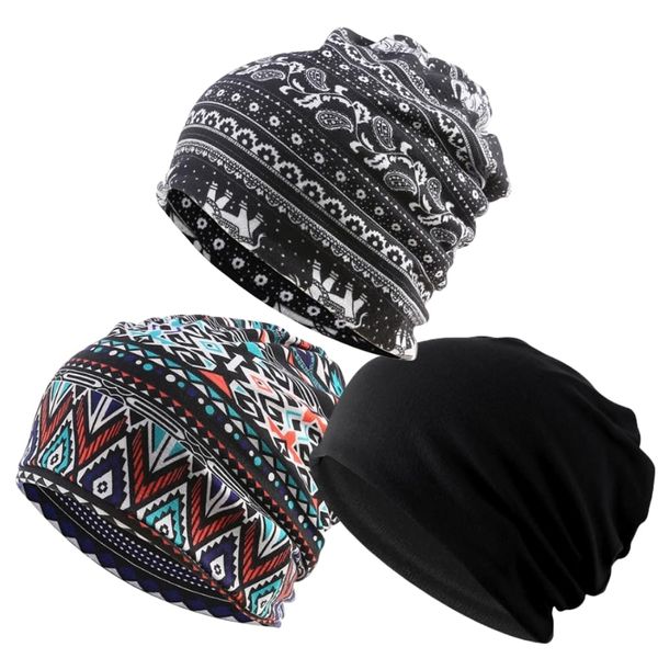 Oulitigy 3er Pack Chemo Mützen Hüte für Männer mit Haarausfall Warme Chemo Kopfbedeckung Mütze Schal Weich und dehnbar Beanie Mütze