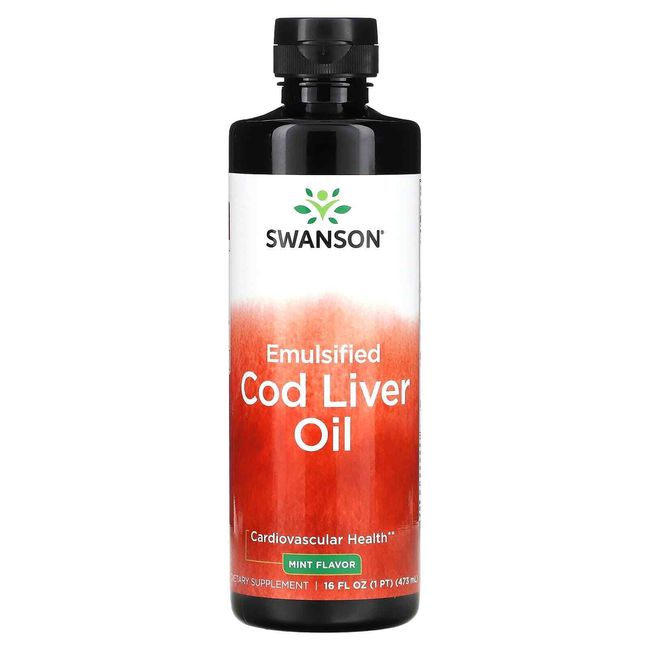 2 X Swanson, Emulsified Cod Liver Oil, Mint, 16 fl oz (473 ml)