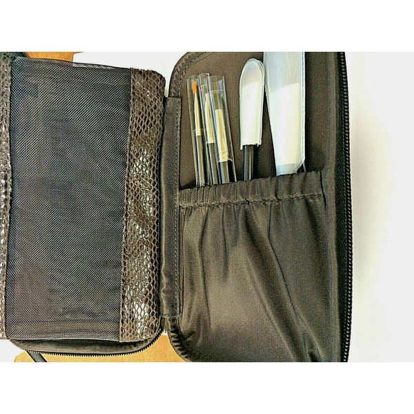 Laura Mercier Deluxe 5 piece Brush Set+Brush Case 8.25"x5"x1.5"+small travel bag