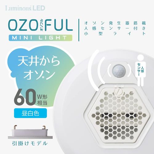 Doshisha Ozone Generator, Small Light, Pull Model, Motion Sensor, 60W, Daylight White, Luminous LED