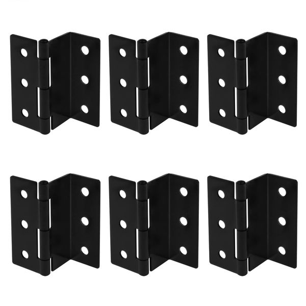 TSSS 6 PCS 76mm(3") Half-Surface Chest Hinges, Offset Door Shutter Semi-Concealed Three Fold Retro Hinges