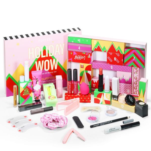 Makeup Advent Calendar for Teens Girls, Birthday Gift Box for Women Full Kit,Surprise Makeup Gift Kit, Include Lip Gloss, Blush, Concealer, Mascara, Eyebrow Pencil Makeup Gift Set for Women