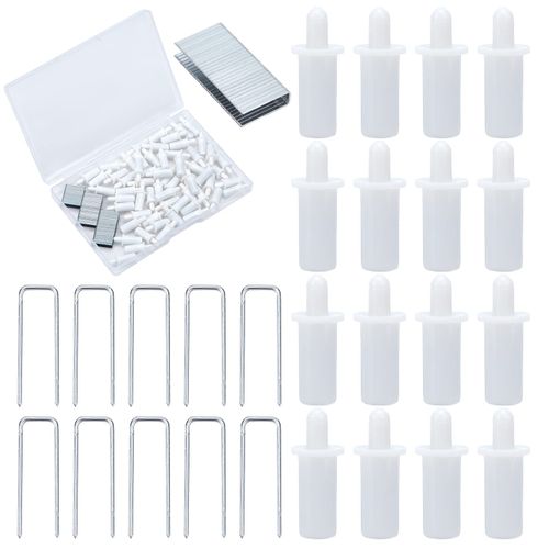 GORGECRAFT 1 Box 120Pcs Shutter Repair Tool Set Including 60Pcs White Spring Loaded Shutter Pins and 60Pcs Tilt Rod Louvers Staples Home Windows Blind Repair Replacement Tools Supplies