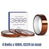 4 Rolls 108FT High Temp Tape, 4 Pack Polyimide High Temperature Resistant Tape M