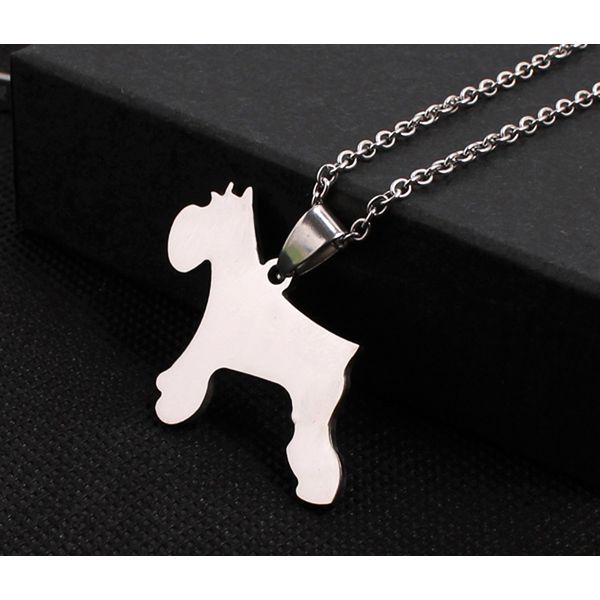 Stainless Steel Miniature Normal Schnauzer Dog Silhouette Pet Dog Tag Breed Collar Charm Pendant Necklace