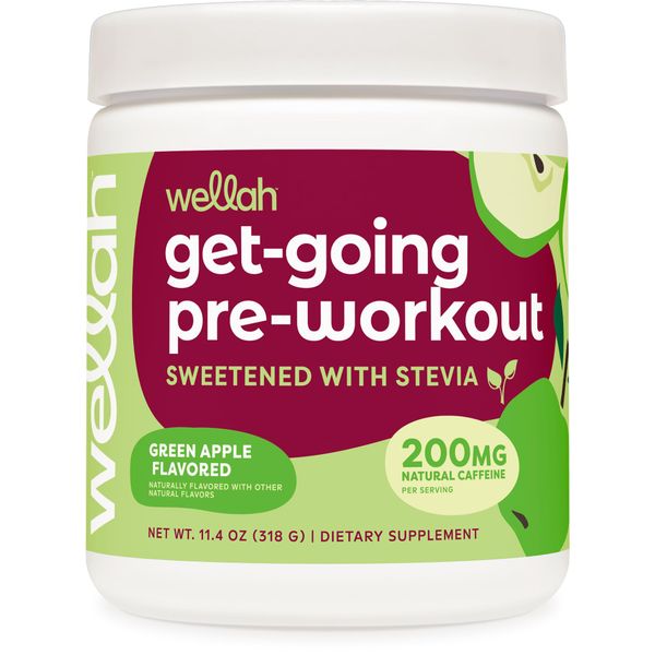 Wellah Get-Going Pre-Workout Drink Mix (Green Apple Flavored, 30 Servings)