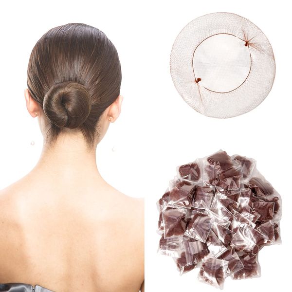 Matory 20 Pieces Brown Invisible Hair Nets Elastic Edge Mesh Hair Bun Holder for Home Outdoor Ballet Dance