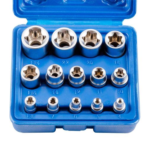 Qnkaa Female E Star Torx Socket Set E4-E24 E-Torx External Socket Insert Nut 14pcs