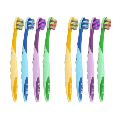 Shield Care Hippo Toothbrush with Versatile Grip and Playful Design for Kids Oral Care - Super Soft Bristles, Kids - in 4 Colors, 8 Count (Pack of 1)