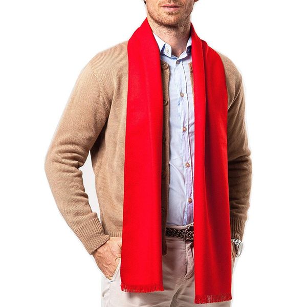 Shubb Men's Scarf, Soft and Warm Cashmere Feel Scarf for Men Winter Scarves Long, Red