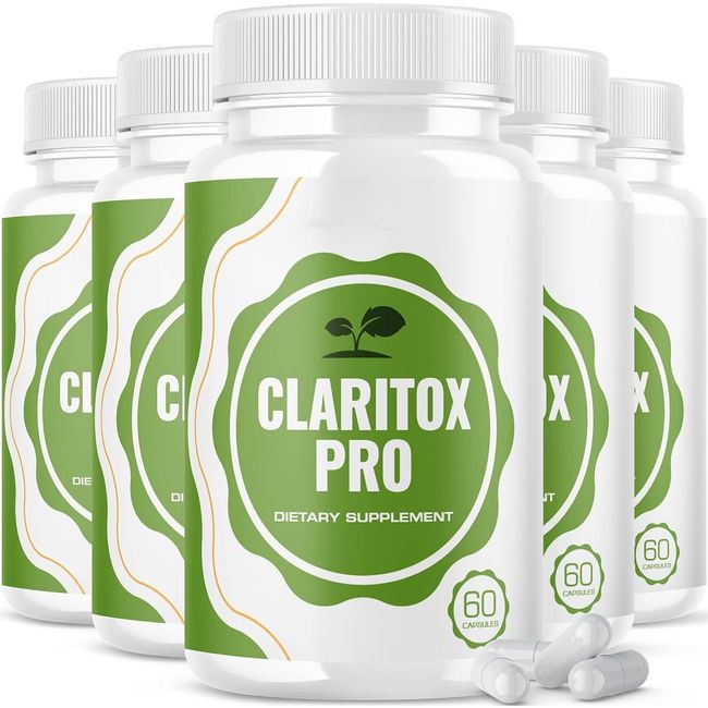 5 Pack Claritox Pro Memory Support Brain Productivity Pills -300 Capsules