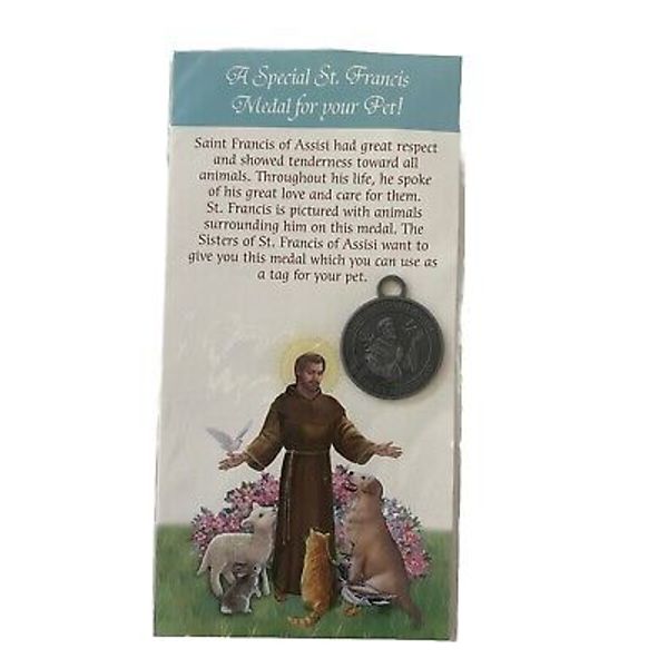 Sister Of St Francis of Assisi Protect My Friend  Pet Collar Medal W/Prayer Card