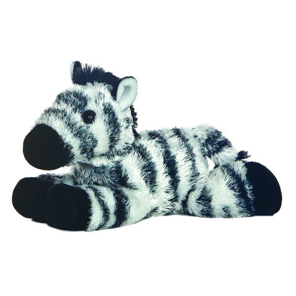 Aurora, 13284, Mini Flopsies Zany Zebra, 8In Soft Toy, Black and White