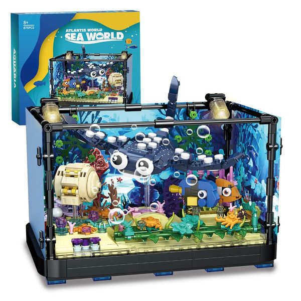 RiceBlock Fish Tank Building Block Set, Advanced Christmas Toys Building Block Toys, The Gifts Compatible with Legos for Boys Age 8-12, 845 Pieces