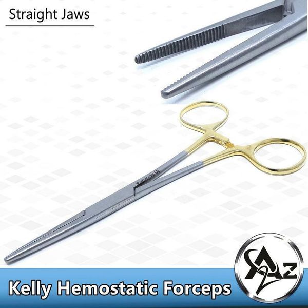 Gold Handle Kelly Hemostat Forceps 5.5" Straight, Premium Stainless Steel