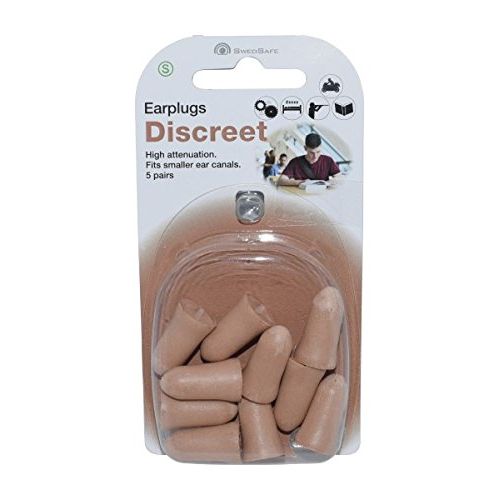 SwedSafe Discreet Ear Plugs - Discreet Hearing Protection for Sleeping Work or Concerts - 5 Pairs with Carrying Case