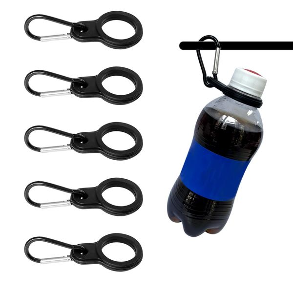 GVSAVY 5-Pack Water Bottle Clip, Silicone Water Bottle Buckle, Water Bottle Lanyard, Buckle Portable Water Bottle Ring Holder With Carabiner, Suitable For Traveling Camping Hiking Outdoor Activities