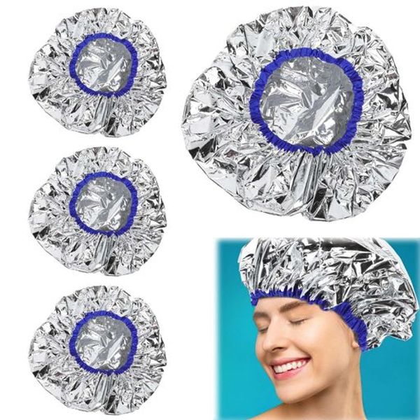 Aluminum cap, set of 4, aluminum cap, heat retention, waterproof, shower cap, aluminum cap, shower cap, bath cap, heat retention, waterproof, for commercial use, treatment, hair dye, coloring, salon, beauty salon, aluminum cap, for hair dyeing, heat reten