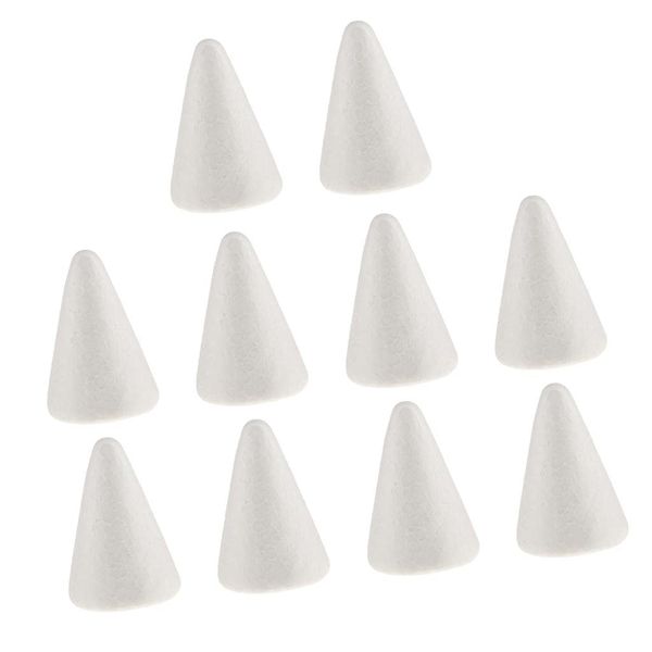 zalati Blank Christmas Tree Base 10pcs Foam Pillar Cone Shaped DIY Material White - 70mm