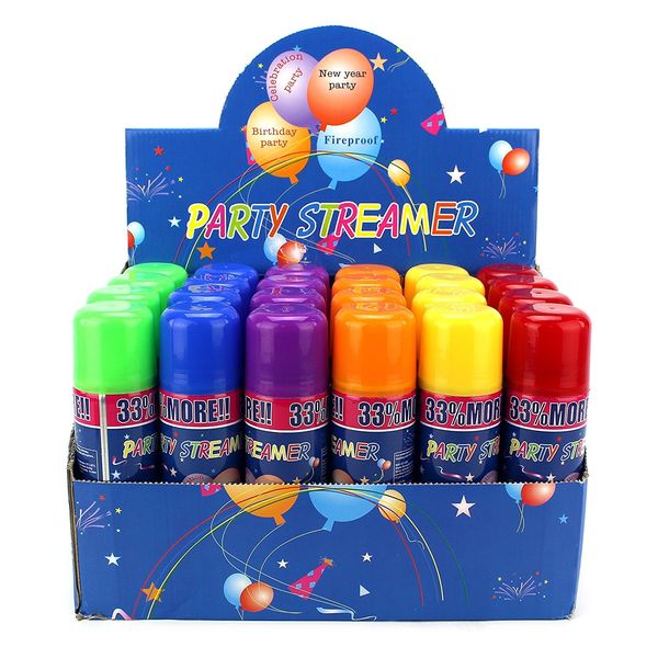 AJ Toys & Games 48 Pcs 2 Boxes of 24 Party Streamer Spray String In Cans, Children's Party Supplies, Perfect For Parties/Events