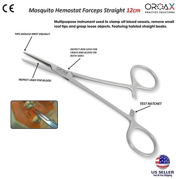 Mosquito Hemostatic Forceps STRAIGHT Tissue Holding Surgical Locking Instrument