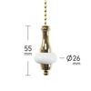 ElekTek Bathroom Light Pull Chain – Polished Brass & White Ceramic Disc & Brass Chain