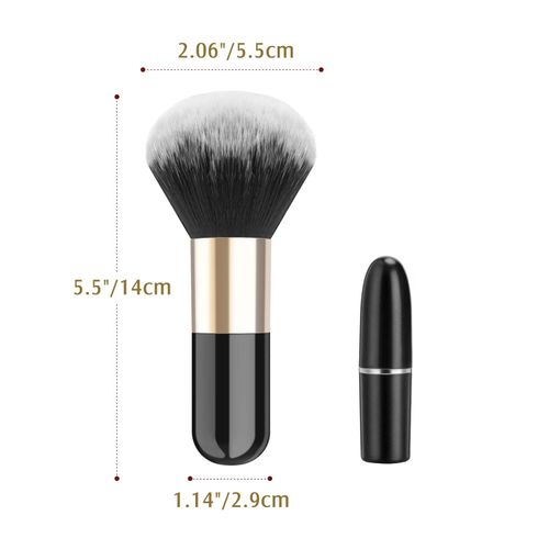 Luxspire Pennello per Cipria, Pennello Fondotinta Blush Poveri in Fibra Sintetica Strumenti Make Up Accessori Trucchi Cosmetici Professionali, Nero/Oro