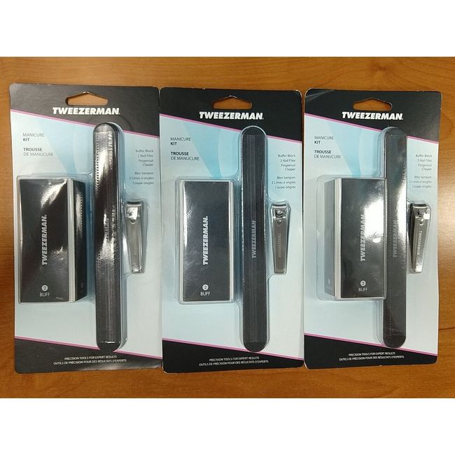 3 Packs: Tweezerman 4 Piece Manicure Kit Nail Clipper, Buffer, 2 Files -  E11B