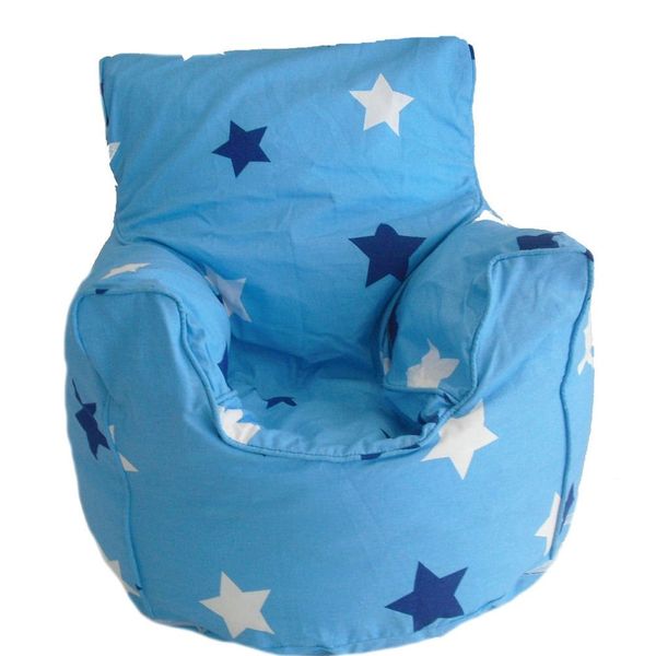 Cotton Blue Stars Bean Bag Arm Chair with Beans