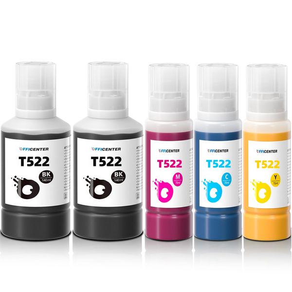 OFFICENTER T522 522 Ink Refill Bottles for Ecotank ET-2760 ET-4760 ET-2750 ET-2720 ET-3760 ET-2850 ET-15000 ET-2800 ET-4700 ST-4000 ST-2000 ET-3710 ET4810 ET-3850 ET-3750 ET-2803 Printer (2BK C M Y)