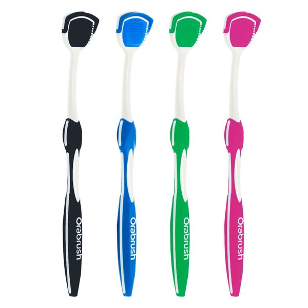 Orabrush Tongue Scraper, Tongue Cleaner Helps Fight Bad Breath, 4 Tongue Scrapers