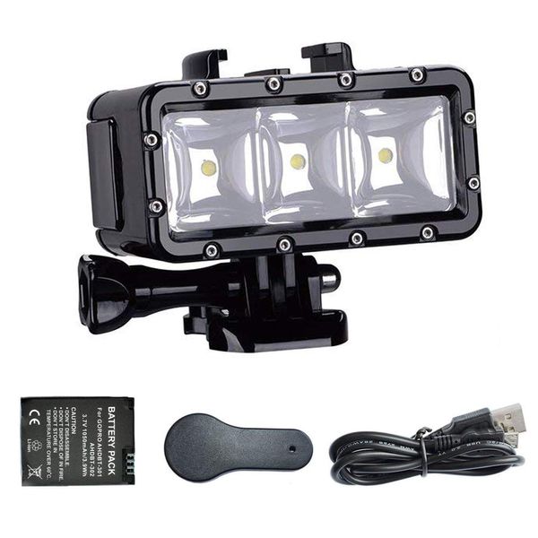 Suptig High Power Dimmable Waterproof LED Video Light Fill Night Light Diving Underwater Light for Gopro Hero 12/Hero 11/Hero 10/9/8/7/6/5/4/3/2/Hero session/Dji osmo/Insta 360/Akaso More action cam