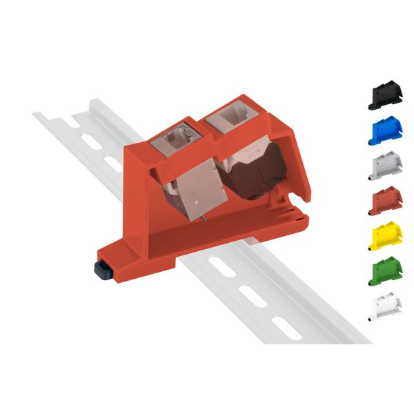 Keystone Hutschienenhalter / DIN Rail bracket (35mm), Typ Dual (Rot)