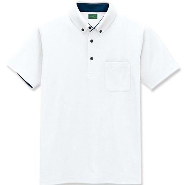 AITOZ | Anti-Static BD Short Sleeve Polo Shirt [Anti-Static/Sweat Absorbent, Quick Drying, Deodorizing Function] #AZ-50006 White SS