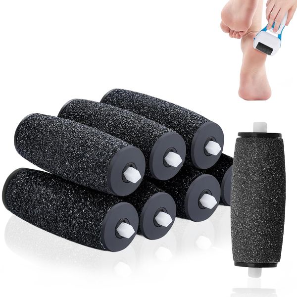 8PCS Express Pedi Replacement Rollers Roller Refills for Electric Pedicure Replacement Foot File Heads Durable Foot File Replacement Rollers for Scholl Velvet Smooth Black