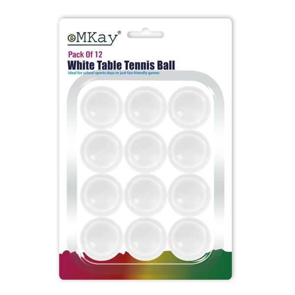 eMKay® Pack of 12 Ping Pong Table Tennis Balls - WHITE