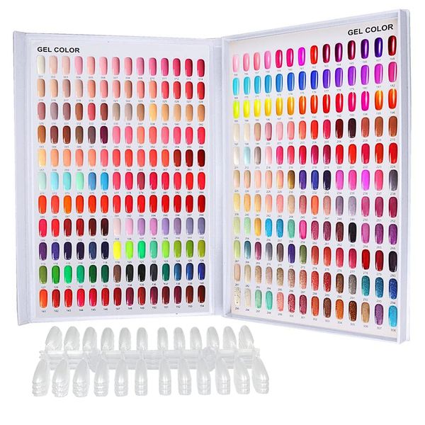 308 Nail Color Chart Display, UV Gel Polish Book Nail Painting Practice Design Board, Fake Tips Nails Sample Display Nail Art for Nail Salons, DIY Nail Art at Home