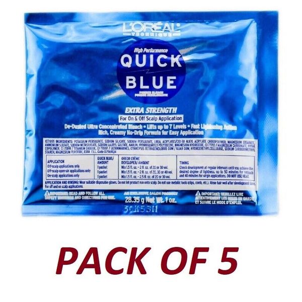 Loreal Quick Blue Powder Bleach Packets 1 oz - Pack of 5